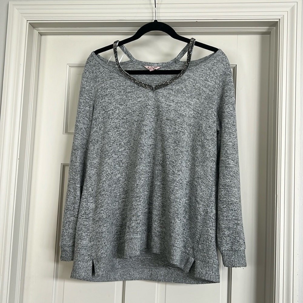 Juicy Couture Gray sweater with rhinestones size Large
